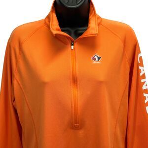 Hudsons Bay Golf Canada Womens 1/2 Half Zip Shirt Golfer Golfing Orange L Large